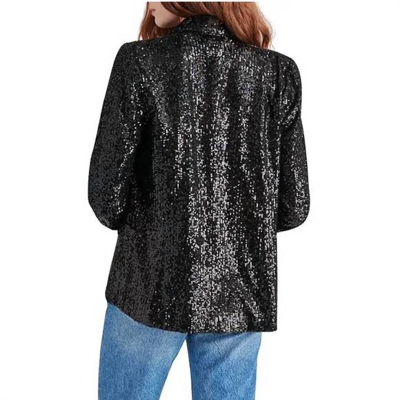 NEW STEVE MADDEN sequin payton blazer in black - Picture 2 of 2